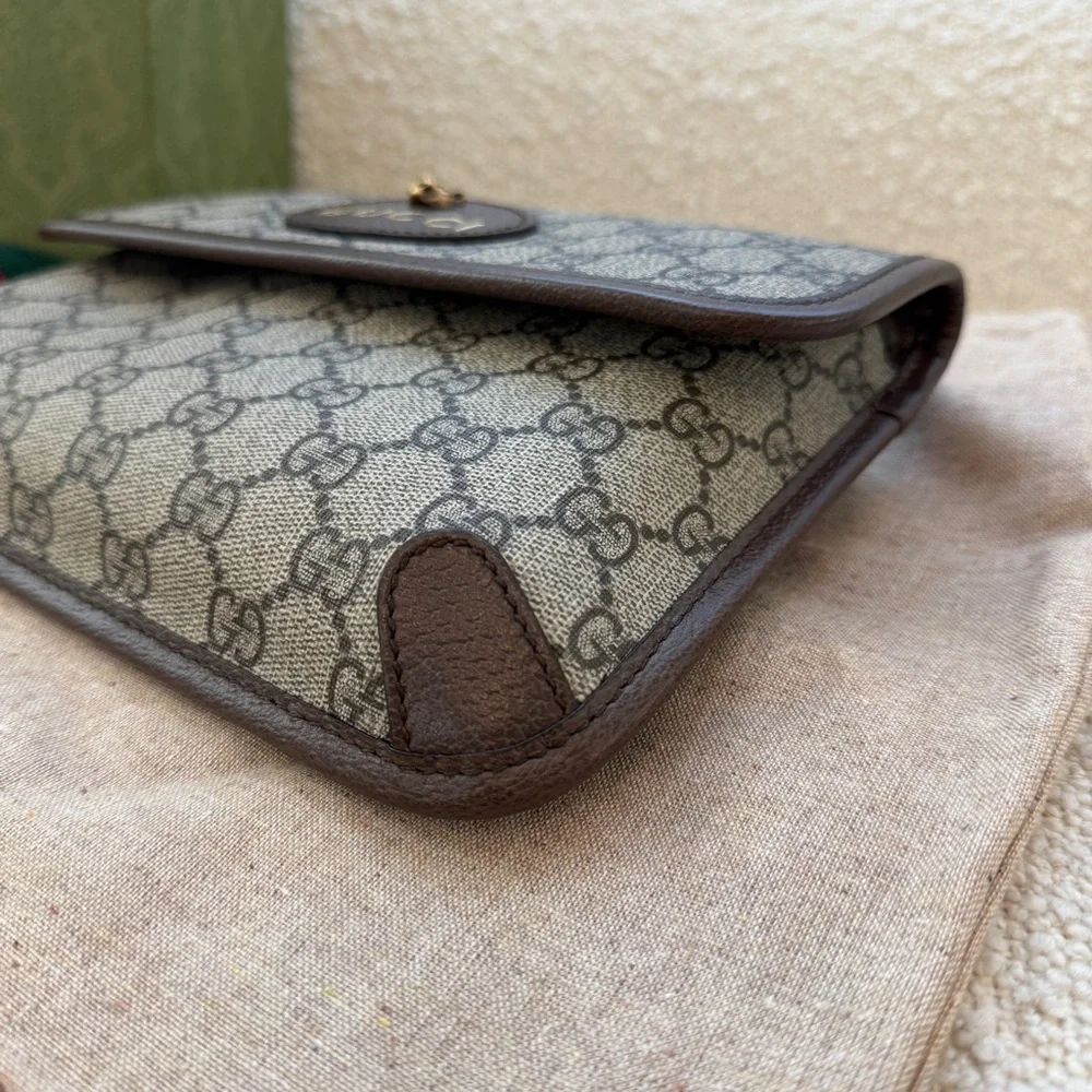 Gucci Beige + Brown Belt Bag with Green + Red Strap Purse Crossbody Fannypack